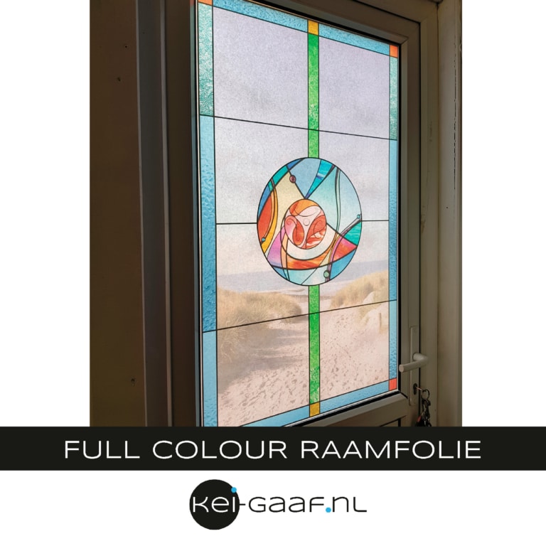 Glas In Lood Raamfolie Modern Blauw Roze 26G Kei Gaaf