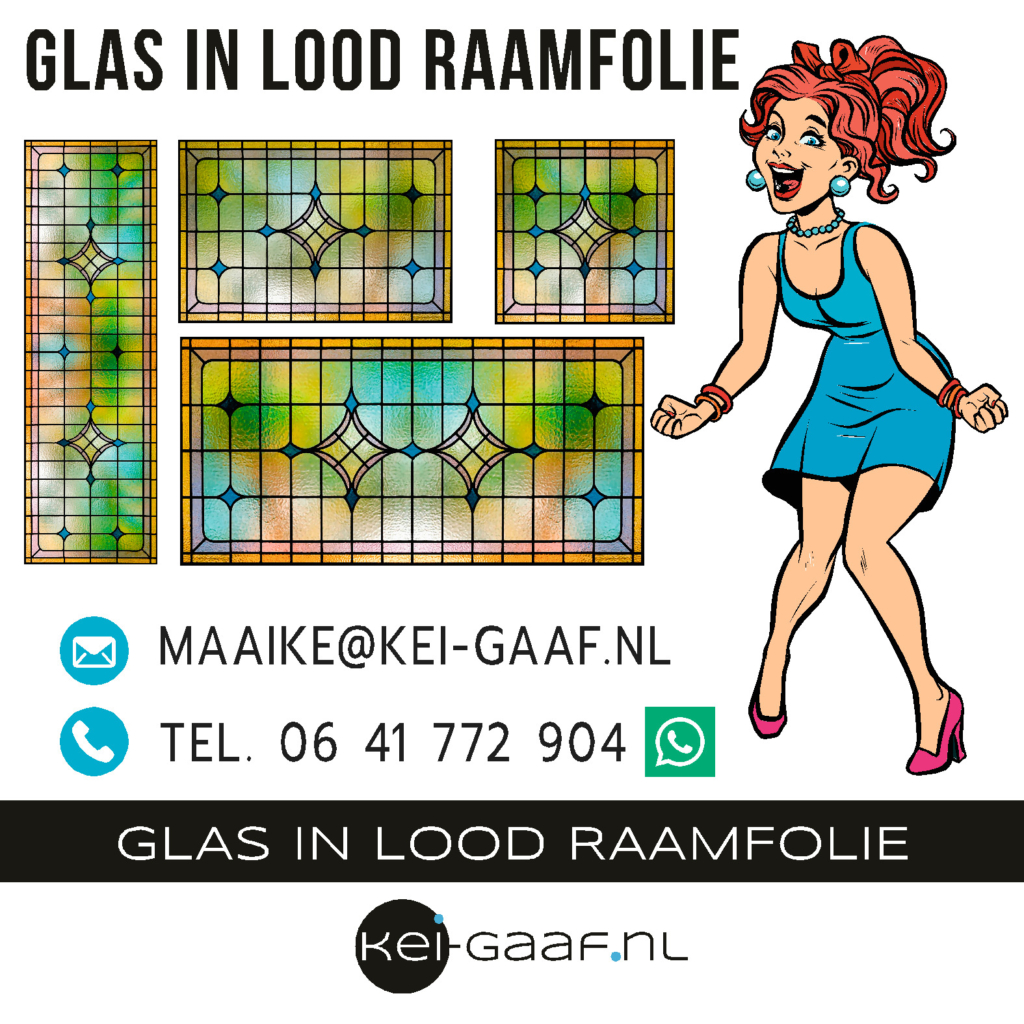 Glas in lood raamfolie glasfolie plakfolie raamsticker op maat. Voorbeelden uit onze collectie.
