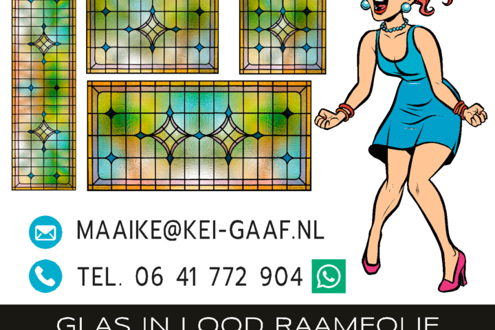 Glas in lood raamfolie glasfolie plakfolie raamsticker op maat. Voorbeelden uit onze collectie.