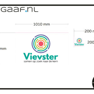Raamfolie full colour bedrukt met logo en Sticker logo 2x 9​8,00 app 6068