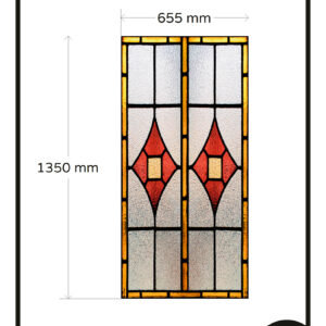 Glas in lood geel rood raamfolie op maat 1x glasfolie 82,00 app 6341