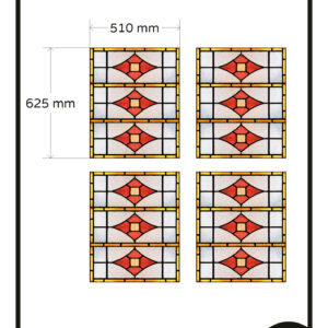 Glas in lood geel rood ruit op maat 4x glasfolie transparante raamfolie 204,00 app 6425