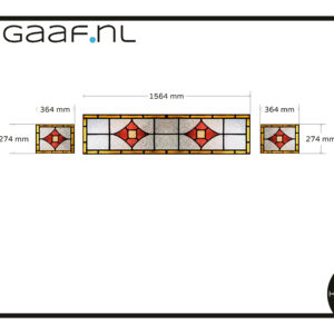 Glas in lood raamfolie op maat 3x TR transparant 14G geel rood erker ramen 152,00 app 6497