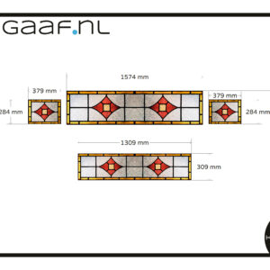 Glas in lood raamfolie op maat 4x TR transparant 14G geel rood erker ramen keukenraam 198,00 app 6497 2
