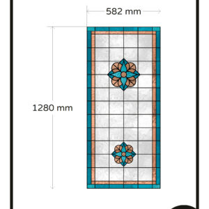 Glasfolie glas in lood raamfolie nieuw ontwerp blauw beige bloem 1x 74,00 app 6546
