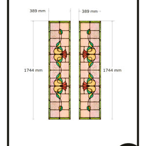 Glas in lood raamfolie op maat 2x motief met rode bloem binnendeuren