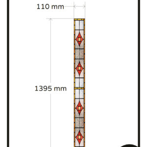 Glas in lood raamfolie glasfolie op maat geel rood 1x langwerpig