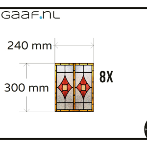 Glas in lood raamfolie voor kleine ramen rood geel 8x transparant