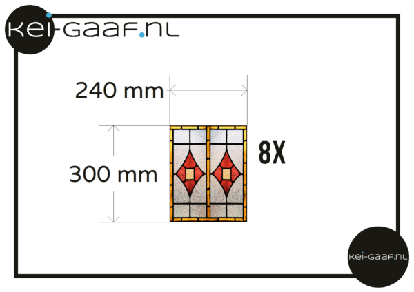 Glas in lood raamfolie voor kleine ramen rood geel 8x transparant