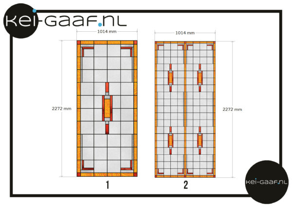 Geel rood modern glas in lood folie raamfolie 1x GZ groot formaat glasfolie