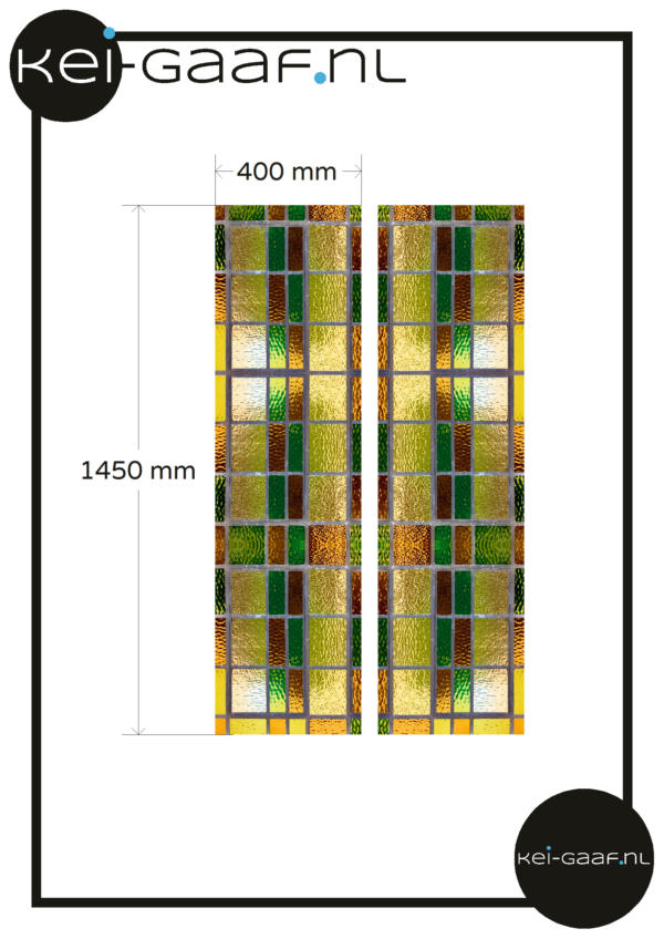 Glas in lood raamfolie schuifdeuren geel bruin groen 2x GZ glasfolie plakfolie folie
