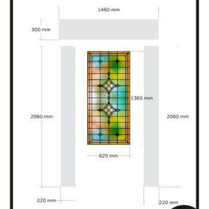 Raamfolie 1x glas in lood ruit geel blauw 3x gesneden raamfolie glasfolie folie