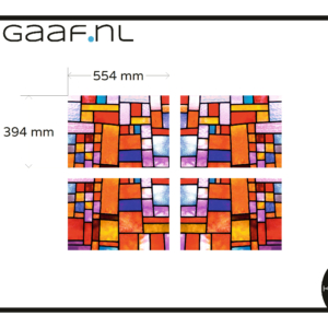 Glas in lood transparante raamfolie niet glashelder 4x felle kleuren