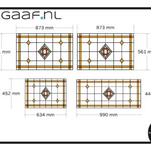 Glas in lood raamfolie folie geel rood ruit 4x TR plakfolie op maat