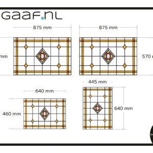 Glas in lood ontwerp raamfolie op maat gemaakt 4x TR geel rood ruit