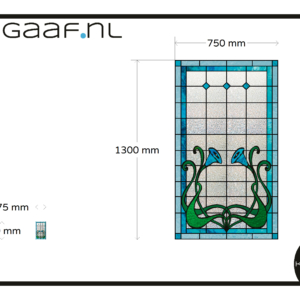 Glas in lood raamfolie modern blauw bloem afm aangepast