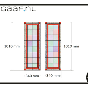 Glas in lood raamfolie met rode rand 2x op maat folie plakfolie
