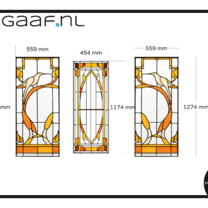 Glas in lood geel oranje rood vogel raamfolie 3x eigen ontwerp plakfolie 2