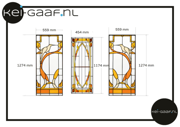 Glas in lood geel oranje rood vogel raamfolie 3x eigen ontwerp plakfolie 2