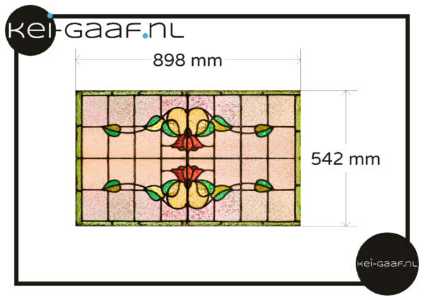 Glas in lood motief rode bloem raamfolie 1x GZ op maat folie plakfolie