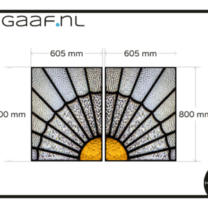Glas in lood motief zon bloem 2x raamfolie op maat geel