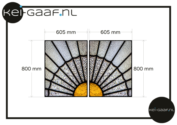 Glas in lood motief zon bloem 2x raamfolie op maat geel