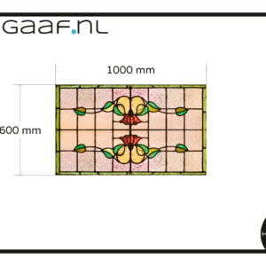 Glas in lood met rode bloem motief op maat 1x TR privacy raamfolie