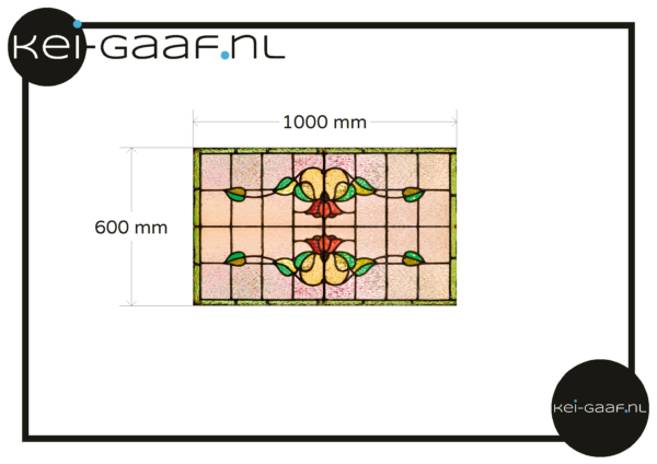Glas in lood met rode bloem motief op maat 1x TR privacy raamfolie