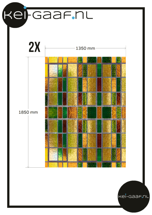 Bruin geel groen glas in lood raamfolie sticker 2x GZ privacy lichtdoorlatend