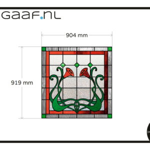 Glas in lood raamfolie bloem rood groen 1x GZ raamsticker sticker folie GT