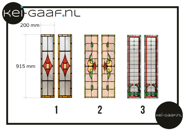 Glas in lood raamfolie op maat voordeur 2 smalle ramen raamfolie folie