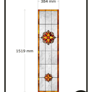 Glas in lood raamfolie rood oranje bruin bloemen 1x raamsticker op maat