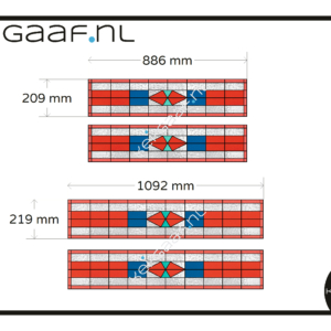 Glas in lood raamfolie 4x op maat gemaakt eigen ontwerp blauw rood