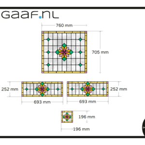 Glas in lood op maat raamfolie 4x groen geel roze raamstickers