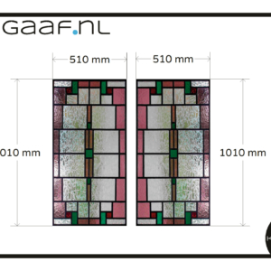 Glas in lood motief groen paars roze raamfolie raamsticker 2x op maat