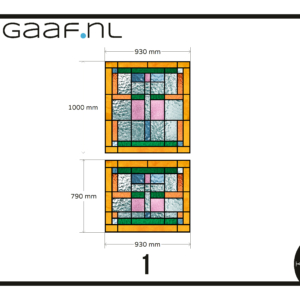 Glas in lood groen geel oranje lila op maat raamfolie raamsticker 17G 2x GZ