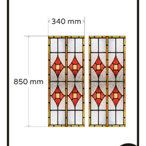 Glas in lood raamsticker raamfolie geel rood op maat 2x GZ gezandstraalde raamfolie