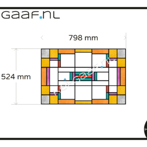 Glas in lood geel oranje rood paars op maat 1x raamfolie van eigen ontwerp