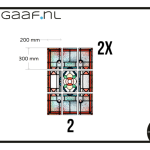Glas in lood raamfolie bloem rood 2x 9 stuks 18x totaal 200 x 300 mm op maat raamstickers folie