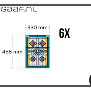 Glas in lood raamfolie op maat 6x raamsticker folie blauw geel roze