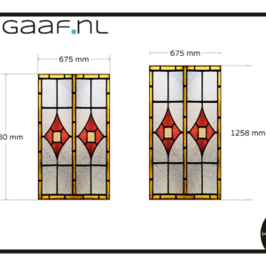 Privacy raamfolie glas in lood geel rood gezandstraald 2x GZ op maat