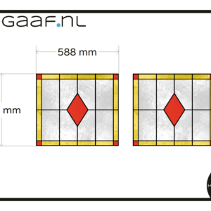 Glas in lood raamfolie eigen ontwerp op maat geel rood ruit raam