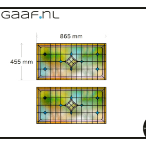 Glasfolie glas in lood raamfolie op maat deur raam geel blauw groen 2x folie