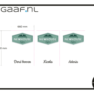 Raamfolie bedrukt met eigen logo en tekst op maat 3x GZ in spiegelbeeld gemaakt