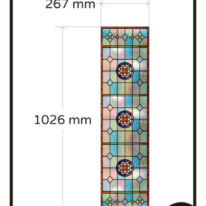 Glas in lood pastel kleuren blauw paars roze 267 x 1026 raamfolie op maat