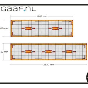 Glas in lood raamfolie geel rood grijs modern ontwerp 2x folie op maat raamsticker