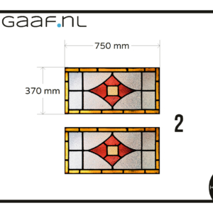 Glas in lood glasfolie raamfolie op maat 2x GZ privacy folie geel rood raam deur 3