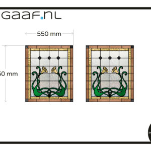 Glasfolie raamfolie glas in lood transparant privacy frosted bloemen bruin groen 2x GZ folie op maat