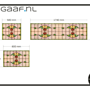 glas in lood raamfolie bloem rood oud patroon glasfolie raamstickers 3x op maat