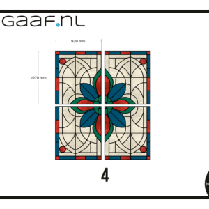 Glas in lood groen rood blauw bloem raamfolie op maat ramen daklicht 4x GZ privacy folie